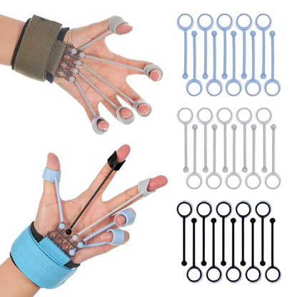 Finger Strengthener Band Exerciser Trainer ,Finger Resistance Band for Hand Grip Strength Forearm Stretching Rehabilitation Fitness Assist for Arthritis, Carpal Tunnel for Muscle Building and Injury Recovery.
