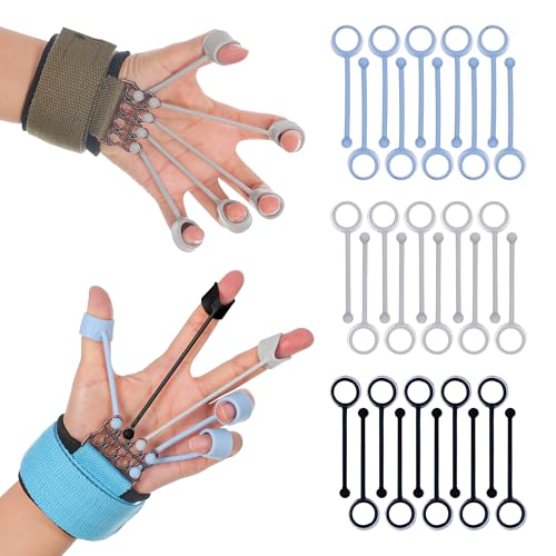 Finger Strengthener Band Exerciser Trainer ,Finger Resistance Band for Hand Grip Strength Forearm Stretching Rehabilitation Fitness Assist for Arthritis, Carpal Tunnel for Muscle Building and Injury Recovery.