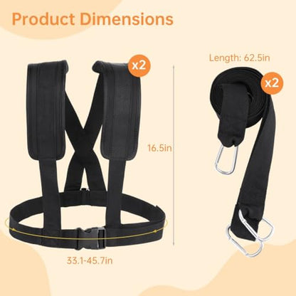Fitness Workout Assistance Equipment Trainer with Adjustable Padded Shoulder Strap, Sled Harness for Exercise, Physical Football Running Resistance Training Rope Kit, Tire Pulling Harness