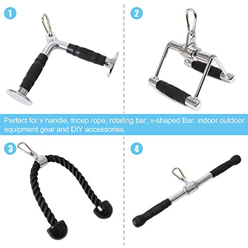 POWER GUIDANCE Stainless Steel Snap Hook, Carabiner Fit for LAT Pulldown Attachments, Chrome-Plated Coating, Cable Machine Accessories for Home Gym, Weight or Climbing attachments, Set of 4