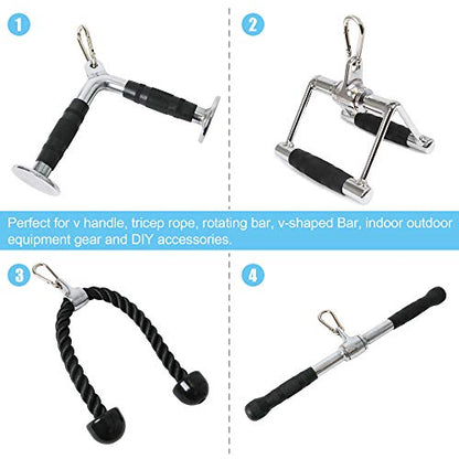 POWER GUIDANCE Stainless Steel Snap Hook, Carabiner Fit for LAT Pulldown Attachments, Chrome-Plated Coating, Cable Machine Accessories for Home Gym, Weight or Climbing attachments, Set of 4