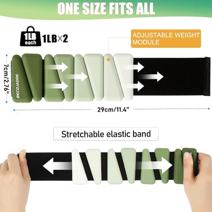 Ankle Weights for Women Wrist Weights Set of 2 (1 lb/2 lb Each) Adjustable Arm Leg Weight for Womens Men Suitable for Walking Swimming Running Pilates Yoga Gym