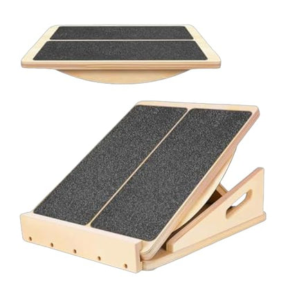 Brrnoo Slant Board Calf Stretcher, Wooden Incline Wedge Stretcher with 4 Adjustable Angles 15 25 30 35 for Ankle Foot Stretching Balance Training Core Strength Home Gym Office