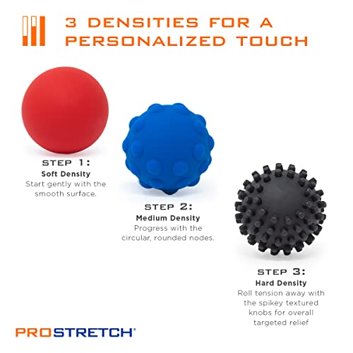 ProStretch Trio, 3 Density Massage Balls for Myofascial Release, Trigger Points, Plantar Fasciitis, and Muscle Knots, Set of 3