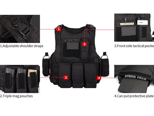 Adjustable Airsoft Vest for Outdoor Sports & Role-Playing Games, Lightweight Protective Gear with Multiple Pouches
