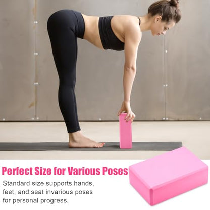 10 Pcs Pilates Ring Blocks Set for Women Home Yoga Equipment Accessories Pilates Ring Circle and Ball Workouts Gift Include Ball Yoga Circle Resistance Bands Block Straps Gym Bag - color: Pink