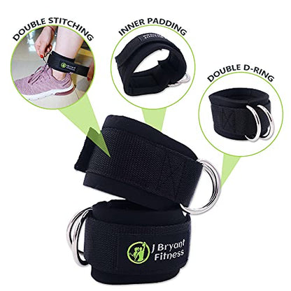 J Bryant Barbell Pad Set with 2 Ankle Straps for Cable Machines Hip Resistance Band Weight Lifting Straps Thick Cushion Hip-Thrusts Pad with Carry Bag for Squats Bench Press Workout - color: black set