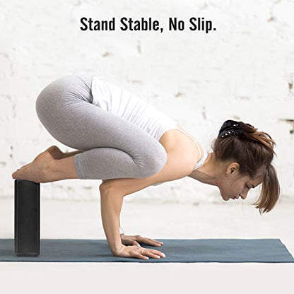 MoKo Thin Yoga Blocks 2 Pack, 9" x 6" x 3" High Density EVA Foam Yoga Block Exercise Bricks, Eco Friendly & Lightweight, Increase Flexibility & Balance, Great for Stretching & Holding Poses