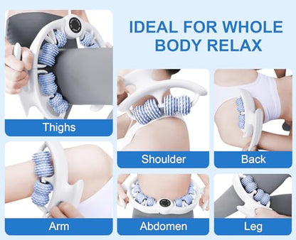 KESHWELL Cellulite Massage Roller,Muscle Massage Roller, Cellulite Remove Massager,Manual Massage Stick with Detachable Rollers for Leg,Neck,Back, Arm,Thigh.Blue
