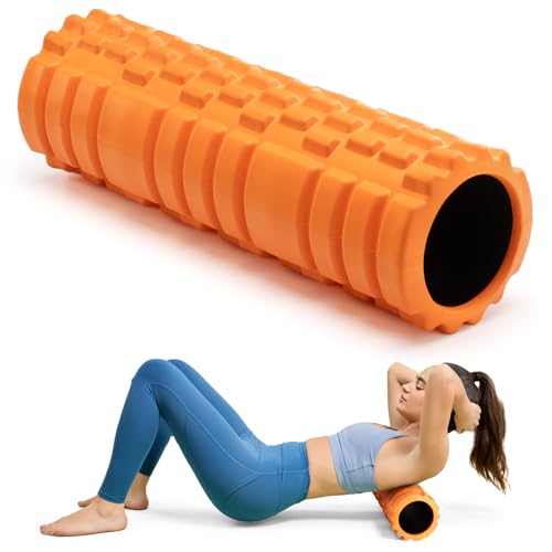 Krightlink Foam Roller High Density 18" Foam Roller for Deep Tissue Muscle Massage, Trigger Point Fitness Exercise Massage Roller Self-Myofascial Back Roller Release for Whole Body