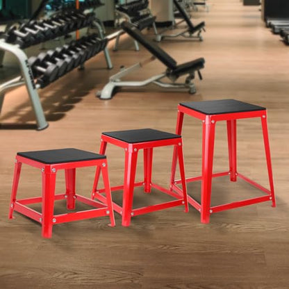Plyometric Boxes for Jumping - color: Red, size: 12/18/24 inch