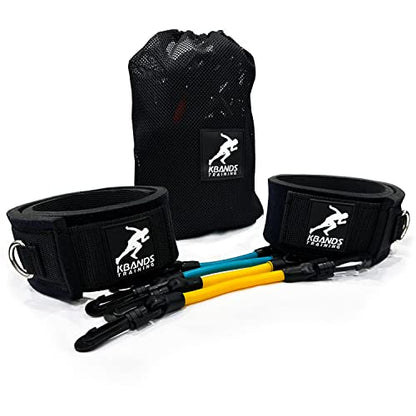 Kbands | Speed and Strength Leg Resistance Bands | Includes Speed 101 and Agility FX Digital Training Programs - Sizes for Youth, Intermediate, and Advanced Athletes - color: Yellow, Teal