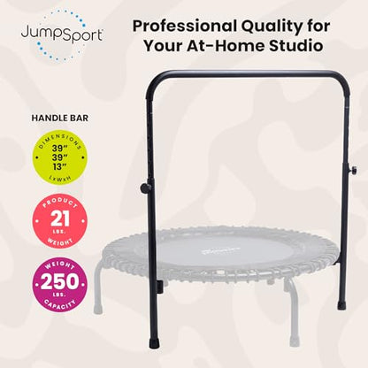 JumpSport Quick-Release Handle Bar Accessory for Trampoline Rebounders | Fits Only 44" Diameter | Quick Installation & Storage | 10 Adjustable Heights | Trampoline Not Included