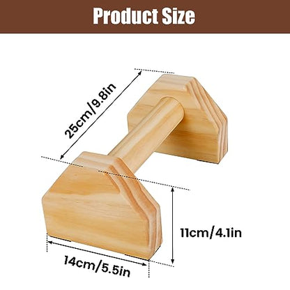 Wooden Push-up Bars, 1 Pair Non-slip Base Pushup Handles Stand, Home Workout Calisthenics Equipment, Push up Bracket Board with Ergonomical Handle, Wooden Parallettes Bars for Fitness Training