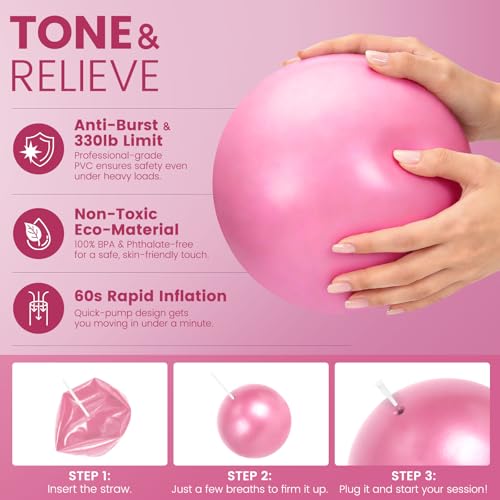 Foldable Yoga Mat and Blocks Set for Women with 2 Pack Yoga Blocks and Strap,Thin Non Slip Pilates Mat with Bag, Home Workout Equipment Essentials Starter Kit for Beginners Full Body Toning - color: Pink