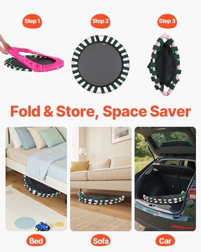 VEVOR 3FT Trampoline for Kids, 36" Trampolines Indoor/Outdoor Trampoline for Toddlers, Foldable Mini Baby Jump Toy with Foam Handle, Recreational Trampolines Birthday Gift for 3+ Years Kids