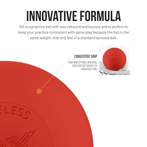 Pearl NX Greaseless Lacrosse Balls by Guardian Innovations - Long Lasting, No-Bounce Balls Perfect for Indoor Play and Practice - size: 3 Pack