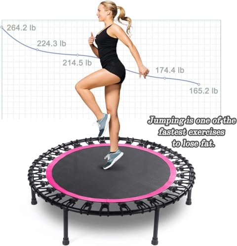 40" Mini Rebounder Fitness Trampoline for Adults with Bungee Cords and Safety Bar. 330LBS/150KG Weight Limit, Ideal for Indoor Outdoor Home Gym Workouts.