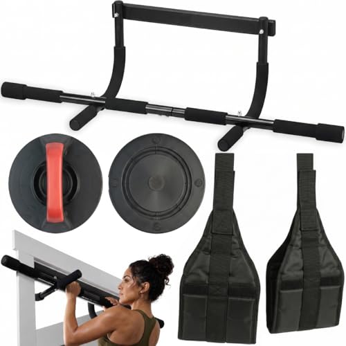 3-in-1 Pull Up Bar for Doorway – Multi-Function Home Gym with Push-Up Handles & Ab Straps, Heavy Duty Steel Chin-Up Bar, No-Screw Door Frame Workout Equipment for Pull-Ups, Dips, Sit-Ups