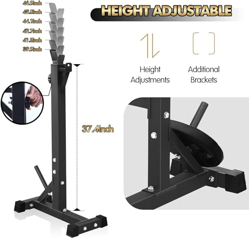 Bench Press, CANPA Olympic Weight Bench with Squat Rack Workout Bench Adjustable Barbell Rack Stand Strength Training Home Gym Multi-Function
