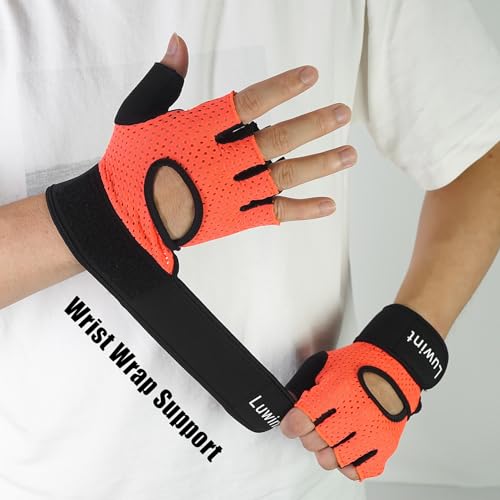 Luwint Ventilated Workout Gloves, Flexible Full Palm Wrist Support for Men and Women Exercise, Weight Lifting, Gym, Cycling