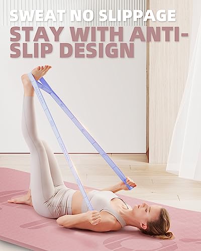YOTTOY Yoga Strap and Resistance Bands-Exercise Elastic Bands for Working Out Women with 10 Loops-Perfect for Stretching and Physical Therapy - color: blue