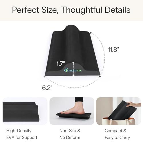 StrongTek Plantar Fasciitis Relief Foot Stretcher Pad, High-Density EVA Calf Stretching Block for Heel Pain, Achilles Tendon & Foot Arch Therapy, Portable & Lightweight