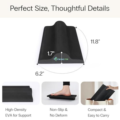 StrongTek Plantar Fasciitis Relief Foot Stretcher Pad, High-Density EVA Calf Stretching Block for Heel Pain, Achilles Tendon & Foot Arch Therapy, Portable & Lightweight