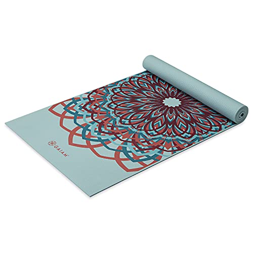 Gaiam Yoga Mat - Premium 6mm Print Extra Thick Non Slip Exercise & Fitness Mat for All Types of Yoga, Pilates & Floor Workouts (68"L x 24"W x 6mm Thick) - color: Santorini