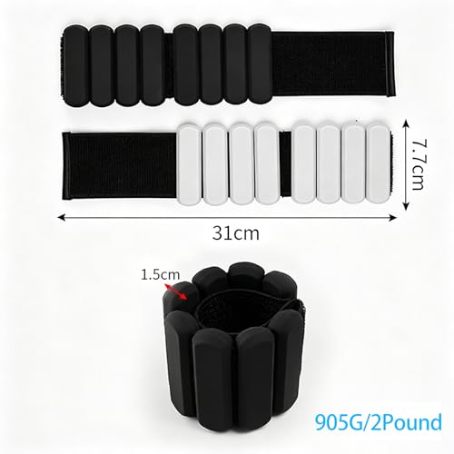 2-Pound Pair Silicone Weighted Wrist & Ankle Bracelets – Adjustable Soft Fitness Sandbags for Men & Women