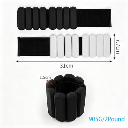 2-Pound Pair Silicone Weighted Wrist & Ankle Bracelets – Adjustable Soft Fitness Sandbags for Men & Women