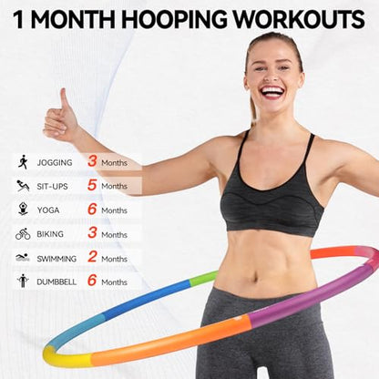 Weighted Exercise Hoop for Adults, 2.2lb&2.8lb Adjustable Fitness Hoop, 8 Detachable Hoop Sections with Jump Rope & Storage Bag, Home Gym Workout - style: Basic 2.2lb