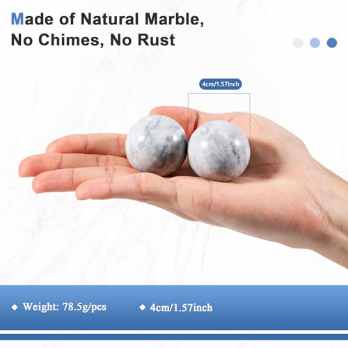 Learay 2Pcs Baoding Balls, Baoding Balls for Hand Therapy, Chinese Health Exercise Massage Balls with Carry Pouch for Stress Relief Meditation Ball(Misty-Gray/1.57 inch)