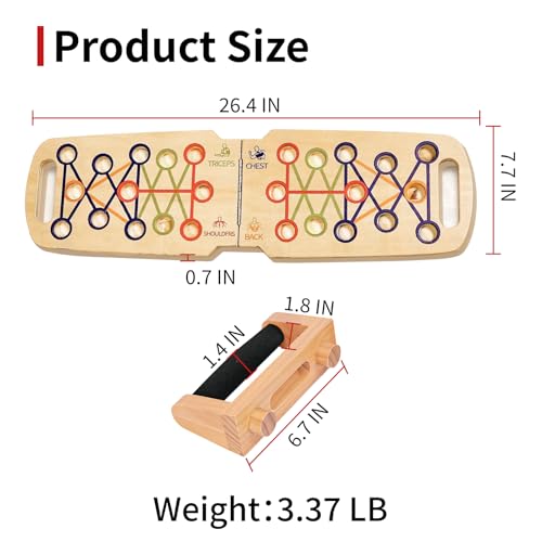 Foldable wooden Push up Board, Portable Push up Stand 14 in 1 Muscle Builder with Graphics Guide and 2 Solid Wood Pushup Handles