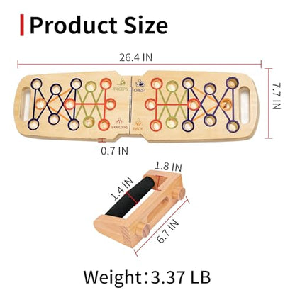 Foldable wooden Push up Board, Portable Push up Stand 14 in 1 Muscle Builder with Graphics Guide and 2 Solid Wood Pushup Handles