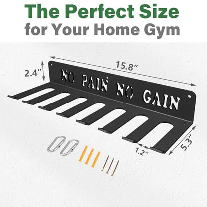 Home Gym Accessories Organization Storage Rack Equipment For Home 8 Hook Wall Hanger Display Gear Barbells Resistance Bands Jump Ropes Lifting Belt Hanger Accessories Hardware Included