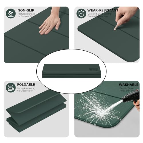 Yoga Mat Thick 10mm, Foldable Yoga Mat 75 x 26 x 0.4 Inches - color: Dark green