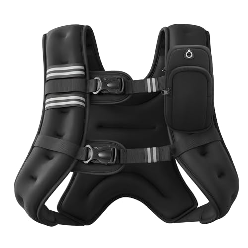 ZELUS Weighted Vest, 6lb/8lb/12lb/16lb/20lb/25lb/30lb Weight Vest with Reflective Stripe for Workout, Strength Training, Running, Fitness, Muscle Building, Weight Loss, Weightlifting - color: Black, size: 16lb