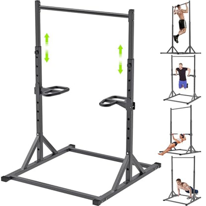 SELEWARE Power Cage Accessories, Dip Handles, Pull‑Up Stations, and Multi‑Grip Training Attachments - color: 2" x 2" Rack with Dip Bar