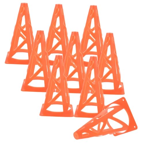 Slotted Marker Cones Neon Orange Football Obstacle Training Pylons Windproof Flat Design for Soccer Agility Drills Indoor Outdoor Use
