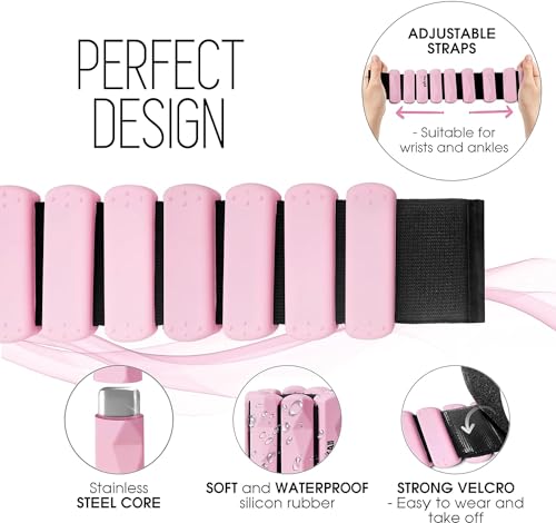 Yes4All Adjustable Wrist & Ankle Weights 3.5/5 LB Pair, Leg Weights for Women & Men, Weighted Arm Bands with Removable Sandbags for Fitness, Pilates, Walking, Strength Training - Versatile Colors
