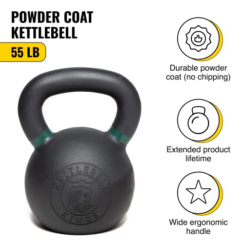 Kettlebell Kings Powder Coated Kettlebell Weights 5-90 LB | Workout Gym Equipment & Strength training sets for Women & Men | Durable Coating for Grip Strength, Rust Prevention- New
