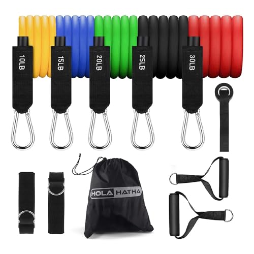 Resistance Band Fitness Set - 100-Pound Max, Home Gym Workout Kit with 5 Bands, Handles, Ankle Loops, Door Anchor, & Carry Bag