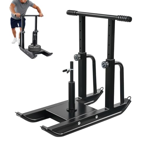 Weight Sled for Training | Adjustable Height Handle Push Sleds | Push-Pull Prowler Training | Workout Sled for Fitness Strength Training | with 1" & 2" Weight Plate