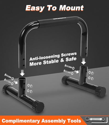 Push Up Bar, 12 Inch High Non-Slip Parallettes Bars & Dip Bars With Foam Handles, Heavy-Duty No Wobbling Calisthenics Equipment For Handstand, L-Sit, Gymnastics, Strength Training Home Gym Use - color: Black