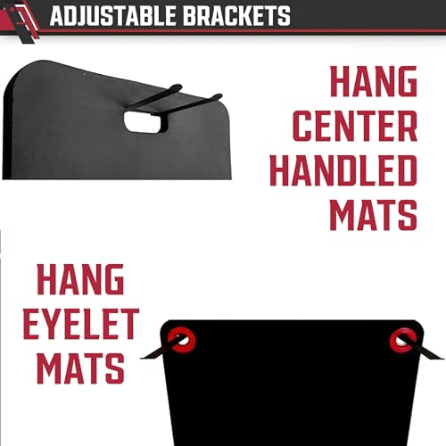 Yoga Mat Hanger - Adjustable Hooks for Exercise Mats, Foam Rollers & Gym Equipment Storage - Wall Mounted - Hardware Included - (6.75" x .75") - American Steel - style: 1-PAIR
