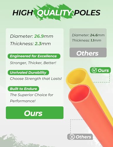 SEAOTTER Soccer Agility Training Poles, 6/10/20Pcs 6FT Adjustable Detachable Sports Speed Training Sticks, Practice Equipment Accessories for Football, Slalom & Rugby, Bending Poles for Horses - size: 6 pack