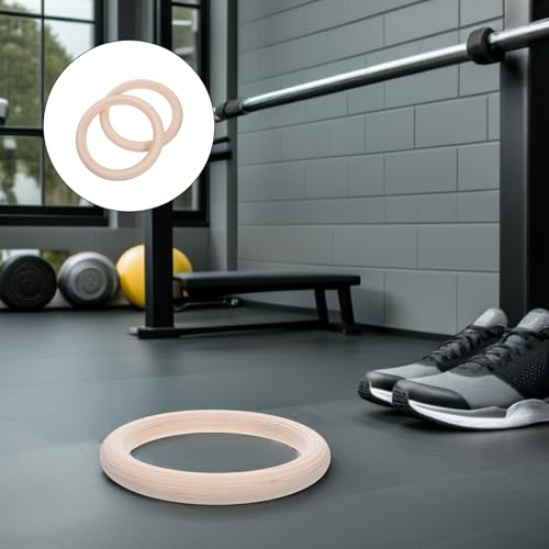 2pcs Wooden Gymnastic Rings Set with Adjustable Straps for Pull up Strength Training, Home Fitness Gymnastics Equipment for Full Body Workout and Calisthenics