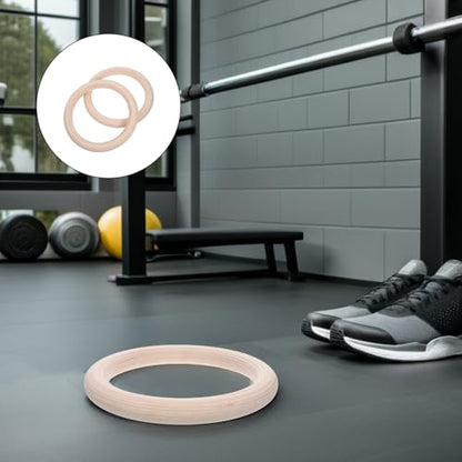 2pcs Wooden Gymnastic Rings Set with Adjustable Straps for Pull up Strength Training, Home Fitness Gymnastics Equipment for Full Body Workout and Calisthenics
