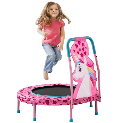 36" Toddler Trampoline with No-Gap Design, 36 inch Mini Trampolines Kids Trampolines with Handle, Small Rebounder 3FT Indoor Outdoor Trampoline for Kids